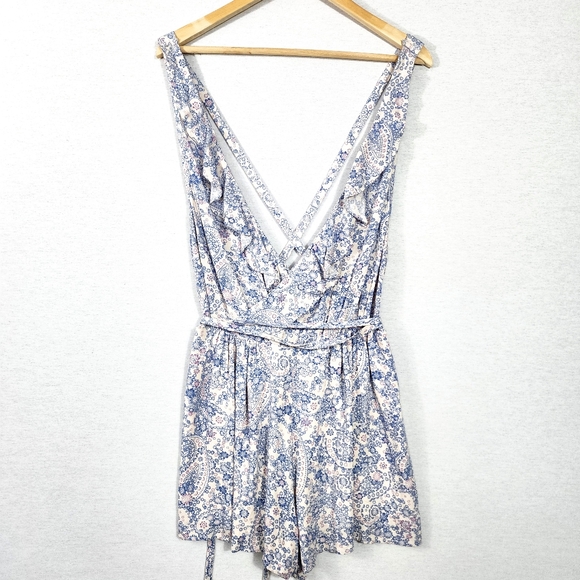 Free People Delfonic Floral Paisley Strappy Summer Romper - Picture 1 of 8